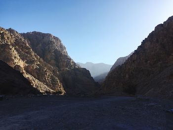 Scenic view of mountains against clear sky