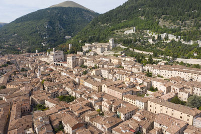 Panoramic aerial view of the medieval town of gubbio umbria italy