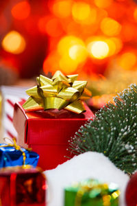 Close-up of christmas decoration in box