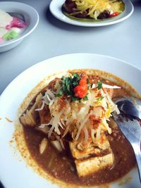 Close-up of food served in plate