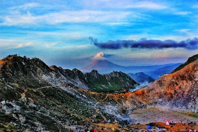 Scenic view of mountains against sky