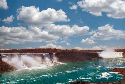 Scenic view of sea against cloudy sky