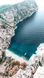 High angle view of sea and rocks