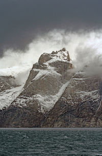 Scenic view of snowcapped mountain against sky