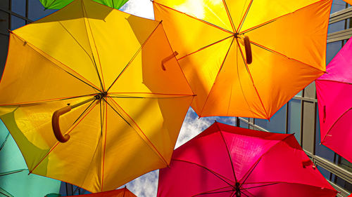 Low angle view of multi colored umbrella