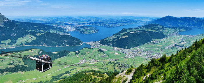High angle view of mountains against sky