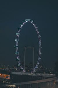 Illuminated ferris wheel at night