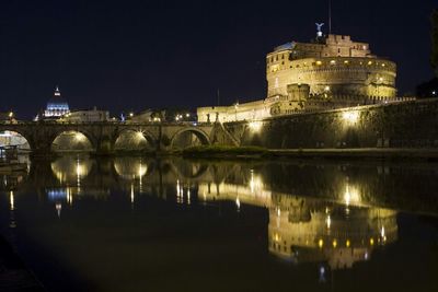 Bridge over river at night