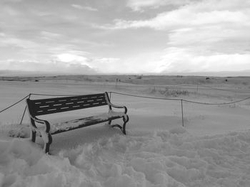 Scenic view of frozen sea against sky