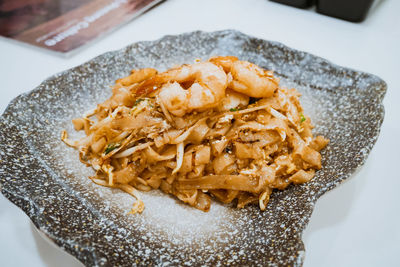 High angle view of dessert in plate