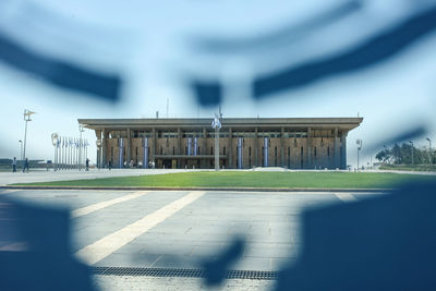 Facade of historic building in city against sky