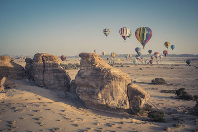 Hot air balloons in desert