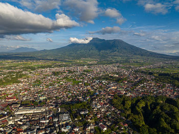 High angle view of townscape against sky