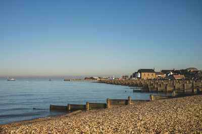 Scenic view of seasode against clear sky