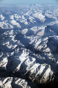 Aerial view of snowcapped mountain