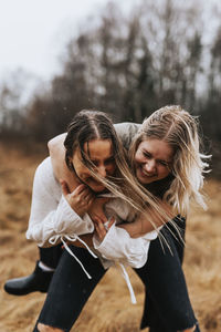 Happy female friends