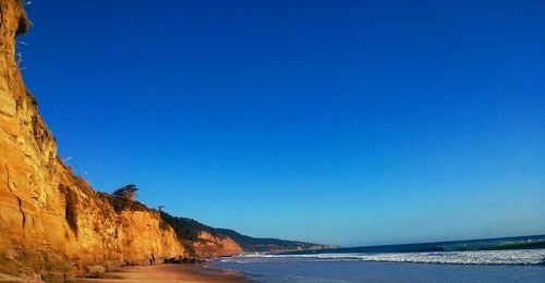 Scenic view of calm sea against clear sky