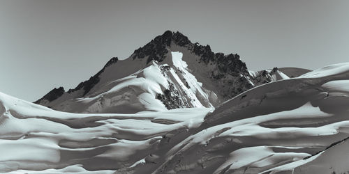 Scenic view of snowcapped mountains against clear sky