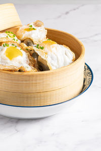 Close-up of food in plate on table