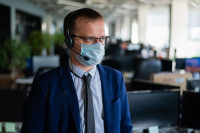 Portrait of man wearing mask