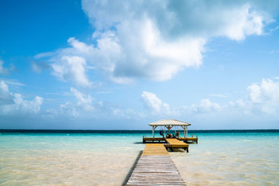 Scenic view of sea against cloudy sky