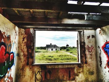 Close-up of abandoned building