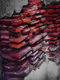 Full frame shot of stack of firewood