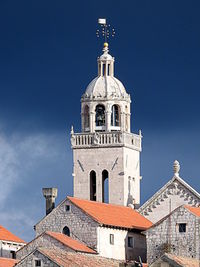 Low angle view of building against blue sky