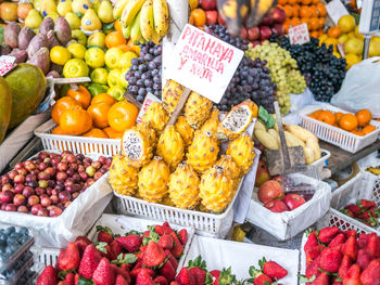 Various fruits for sale at market stall