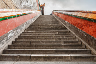 Low angle view of staircase against sky