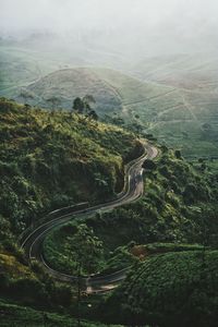 High angle view of road on landscape