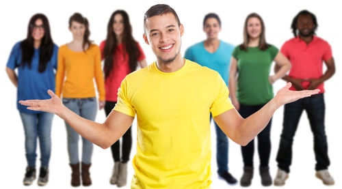 Group of people against white background