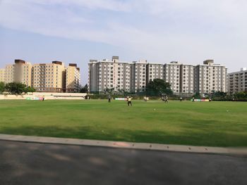 View of modern building in city