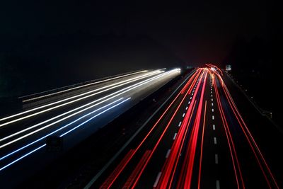 Light trails on highway at night