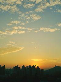 Cityscape against sky during sunset