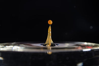 Close-up of water splashing against black background
