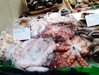 Full frame shot of octopuses for sale in market