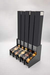 Close-up of stack of table against white background