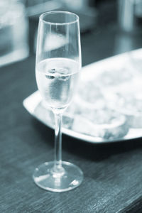 Close-up of wine glass on table