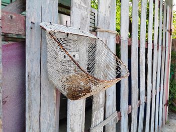 View of old wooden fence