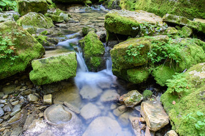 Water flowing through rocks