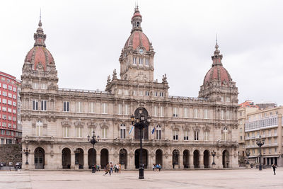 The bustling plaza maria pita in the heart of la coruña, galicia, spain, 