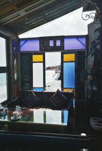 Built structure seen through window