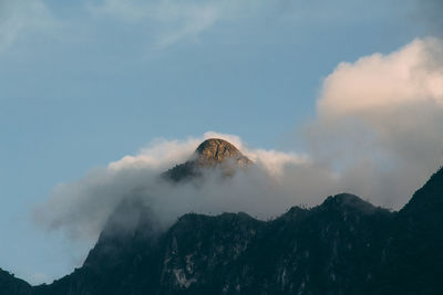 Panoramic view of volcanic mountain against sky