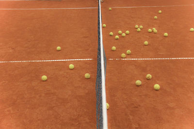 High angle view of tennis court