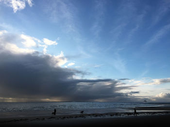 Scenic view of sea against cloudy sky