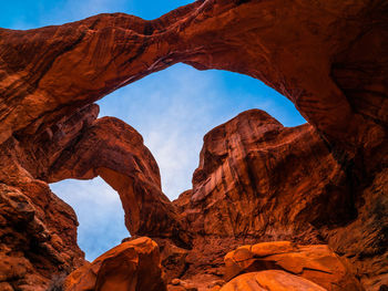 Low angle view of rock formations