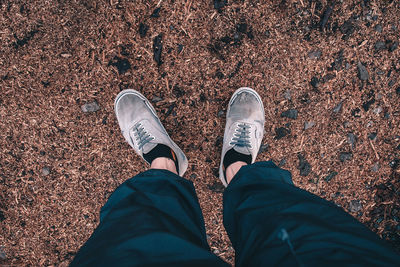 Low section of man standing on floor