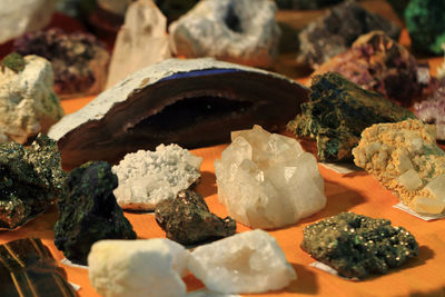 Full frame shot of rocks on table