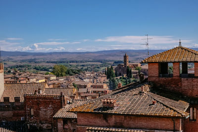 High angle view of townscape against sky